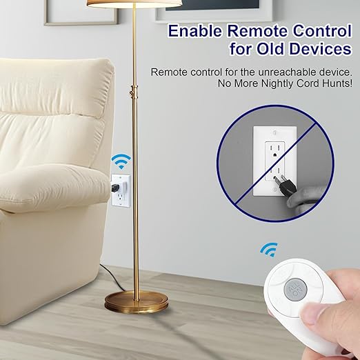 Greencycle Remote Control Outlet,Wireless Light Switch and 4 Outlet Plugs,Remote Outlets Switch,No Wiring Needed,500ft Range Coverage,15A/1500W for Lamps,Fans,TV,FCC Certified, White