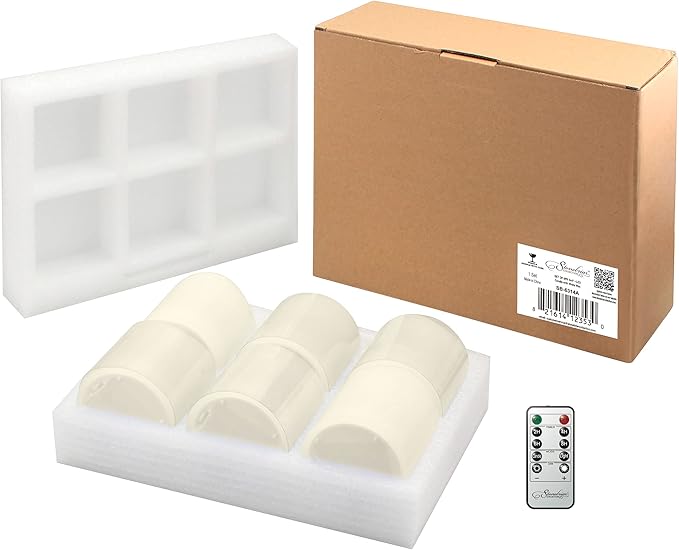 Stonebriar 3 Count Ivory Real Wax 3x4 Flameless LED Pillar Candles with Remote and Timer