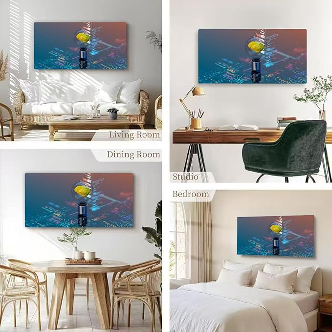 Wibinuki Wall Art Wall Decor Wall Paintings Artificial Intelligence, innovions and new technology. brain inside for Living Room Bedroom Bathroom Home Decor Can Be Hung Directly 20"x 40"