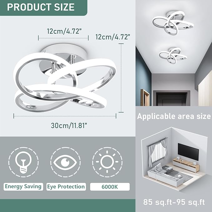 CANEOE Modern Ceiling Light Fixture,Small Led Hallway Light Fixtures Ceiling Lamp,Creative Close to Ceiling Lighting for Hallway Bedroom Bathroom Balcony Stair Light Fixtures Ceiling Mount