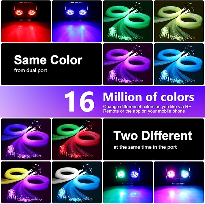 AZIMOM Updated Dual Color 50W Twinkle Fiber Optic Starlight Kits 2000pcs*0.03in*16.4ft, RGB Meteor Shooting Star, Sound Activated APP/Remote Control Theater Ceiling Home Shop Car Lobby Roof Decor