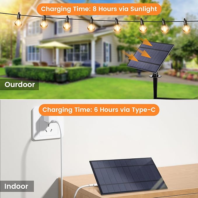 OHLUX 30FT Solar String Lights Outdoor, Waterproof Solar Patio Lights with Remote, 17 Shatterproof LED Filament G40 Globe Bulbs, 2200K Soft White, Dimmable Outside Hanging Light for Backyard Deck