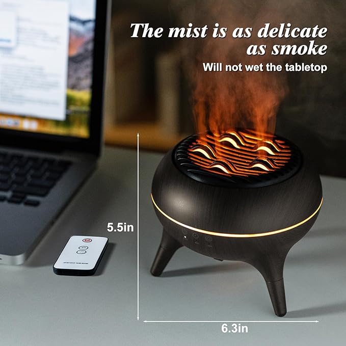 Essential Oil Diffuser 350ml, Essential Oils Large Room, Ultrasonic Aroma Diffuser with Remote Control,Timer, 7Colors Light Humidifier for Bedroom Home Office Hotel(Brown)