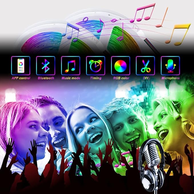 KUMQUAT LED Strip Lights 32.8ft RGB LED Light Strip Music Sync Color Changing LED Tape Bluetooth Flexible Strip Light for Home Kitchen Bedroom TV Bar Party
