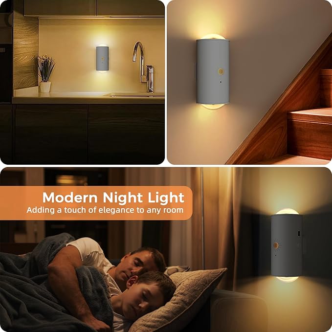 Motion Sensor Wall Light, RGB LED Wall Light with Remote Control, 16 Colors Brightness Adjustable, Wall Sconces Battery Operated Indoor, Wall Sconce for Hallway, Bedroom, Stairs, Living Room