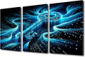 TUMOVO 3 Panel Canvas Wall Art Abstract Cyber Security Concept with Key and Binary Code Pictures Prints, Concepts Artwork for Bedroom Living Room Decoration, Framed Ready to Hang, 36" Wx24 H