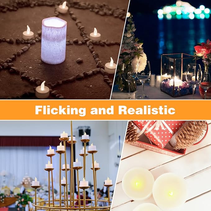KOABY 100 Pack Warm White LED Tea Lights, Last 100H+, Flickering Flameless Battery Operated Tea Lights for Decor