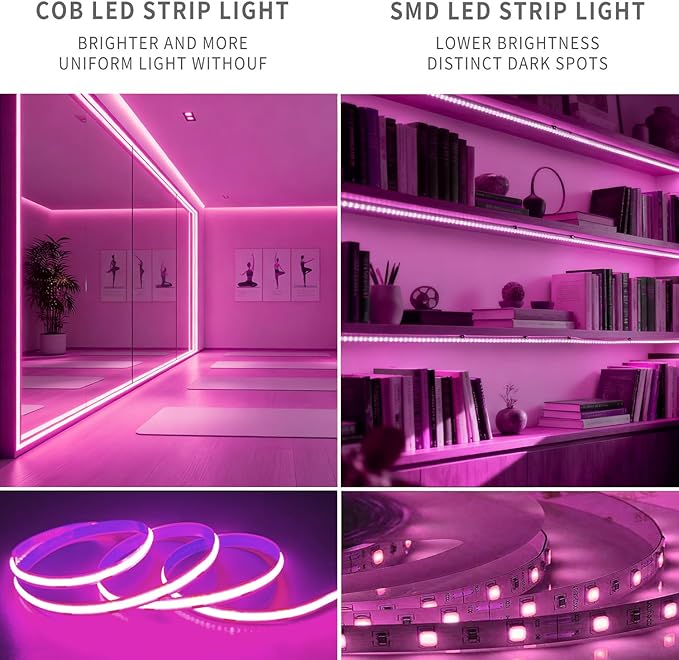 5V USB LED Light Strip, COB LED Strip Lights, Pink 5V LED Lights, Small LED Strip Light, TV Lights for TV Under Cabinet Kitchen Living Room Shelving or Displays (Pink, 3.28ft)