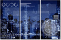 3 Pieces Technology Connection Online Networking Medias Concept Pictures Wall Decor for Bedroom Smart City Artwork Print on Canvas Giclee Wooden Framed Gallery-Wrapped Ready to Hang (60"Wx40"H)