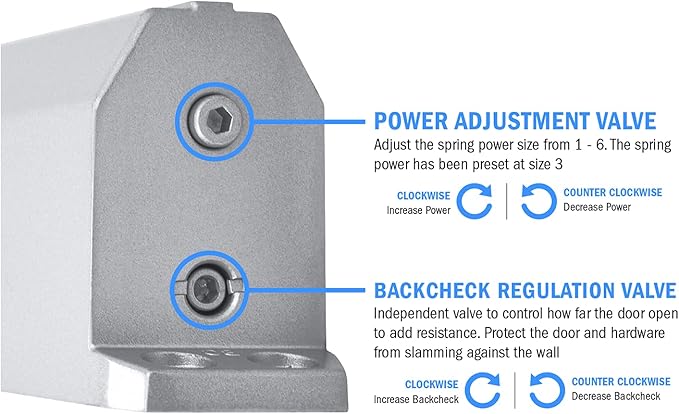 Nuk3y 9000 Series Grade 1 Heavy Duty Door Closer, Multi-Mount, Adjustable Size 1-6, ADA Compliant, UL Listed