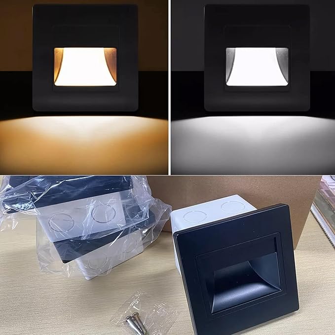 Hilitand 3Pcs Step Light 1.5W 3000K Warm White Soft Lighting Embedded Stair Wall Lamp for Bedside Corridor Staircase
