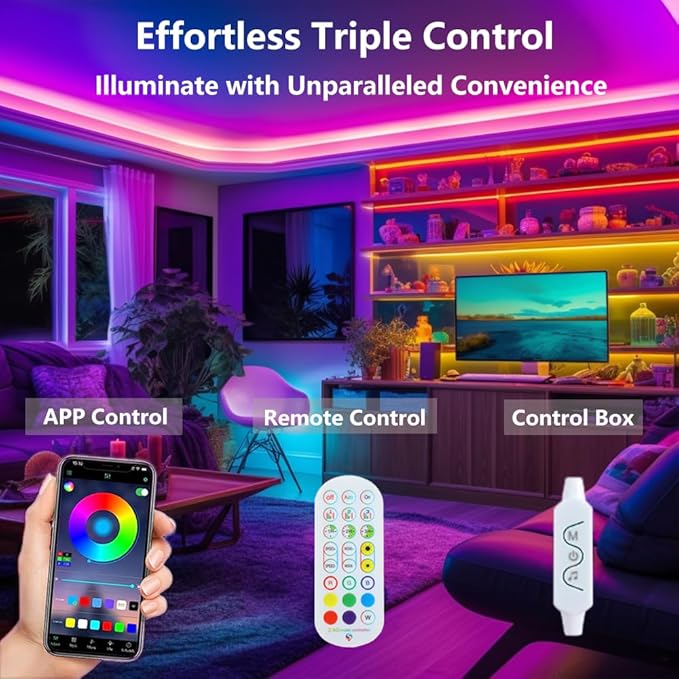 WS2812b Individually Addressable LED Strip 16.4FT 30Pixels/m TV Backlights Bluetooth APP Remote Control Music Sync USB 5V (White PCB IP65, 16.4FT 150LEDS)