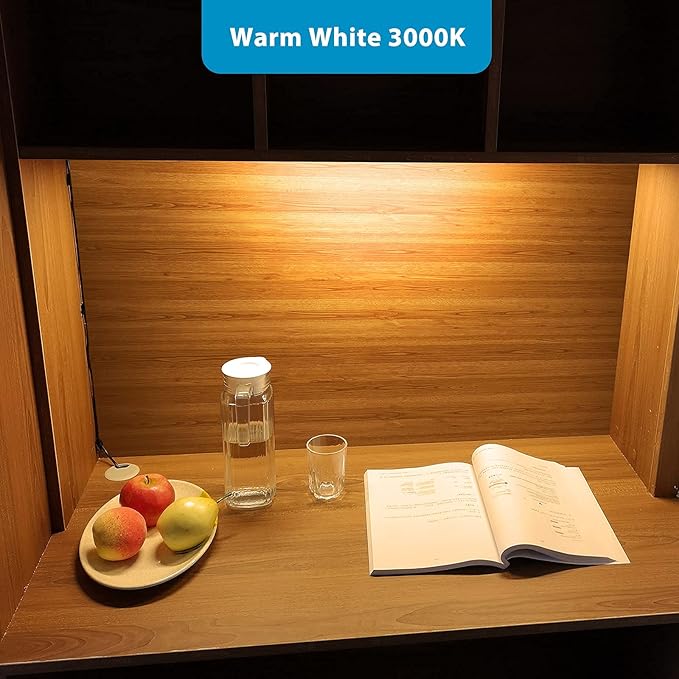 Litever Under Cabinet LED Light with USB Power for Kitchen Counter, Workbench, Coffee Station, Workspace, Closet. Adapter, Dimmer, 12 Inch LED Light. Warm White 3000K