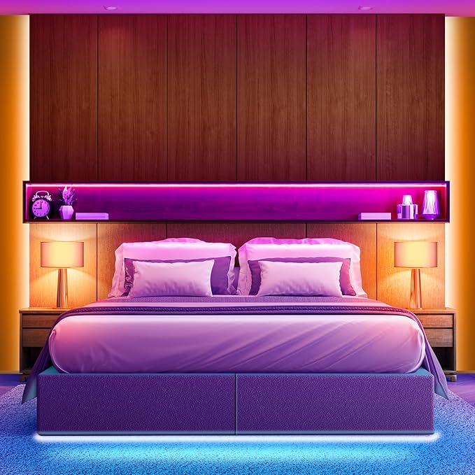 Nexillumi LED Lights for Bedroom 130 ft (2 Rolls of 65.6ft) Music Sync Color Changing Led Strip Lights (APP+Remote Control)，Permanent Outdoor Lights for House Christmas All Holiday Decorations