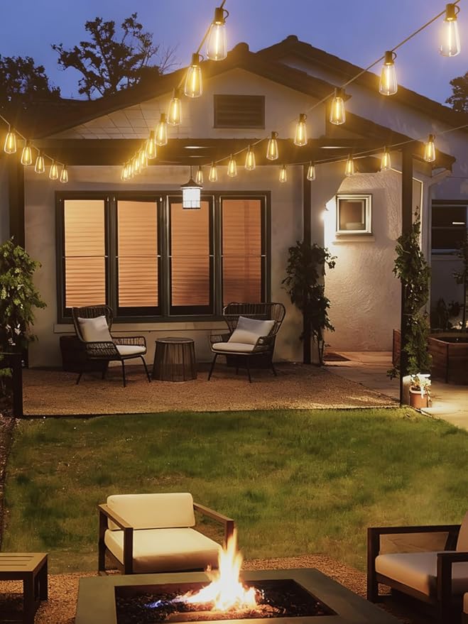 Svater Outdoor String Lights 100 FT ST38 Patio String Lights with 52 Waterproof Shatterproof LED Bulbs(2 Spare) Connectable Lights for Outside Backyard Garden Porch