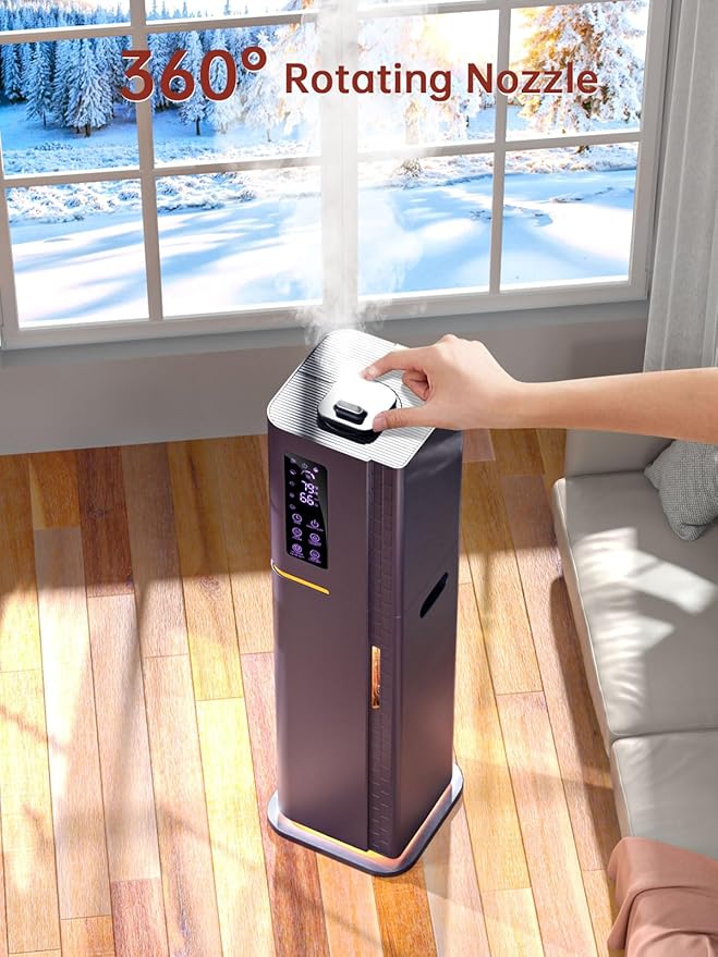 2.64Gal Humidifiers for Bedroom Large Room, Warm and Cool Mist up to 500ft², Ambient Light Top Fill Diffuser, 24H Timer, 3 Mist Modes, 35dB Quiet Humidifier for Home Office Plants
