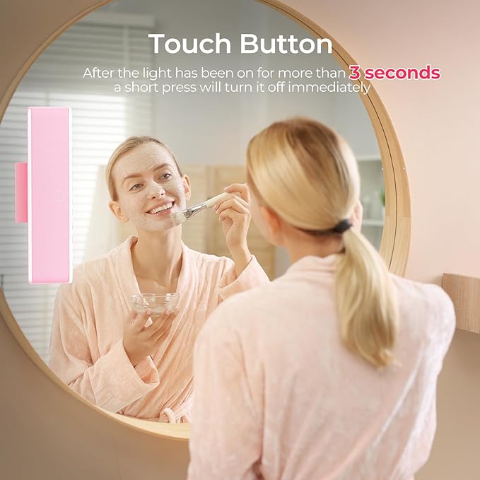 Wireless Vanity Light for Mirror - 4000mAh Rechargeable Stick On Makeup Light with CCT Modes & Dimmable Brightness, Cordless Lamp for Mirror, Vanity, Bathroom, Renter Friendly Gifts for Women