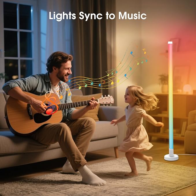 Corner Floor Lamp, RGB LED Corner Lamp with Smart App and Remote Control, 16 Million Colors & 200+ Scene, Music Sync, Color Changing Ambient Mood Lighting for Living Room, Bedroom, Gaming Room