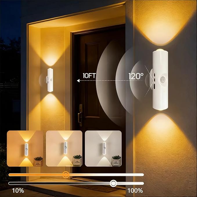 Smart Rechargeable LED Night Light, RGB Gradient Ambient Lighting is Dimmable, and The Magnetic/Stick-on Design for Bedroom, Stairs, Hallway, Entryway (6PC RGB 7-Color)