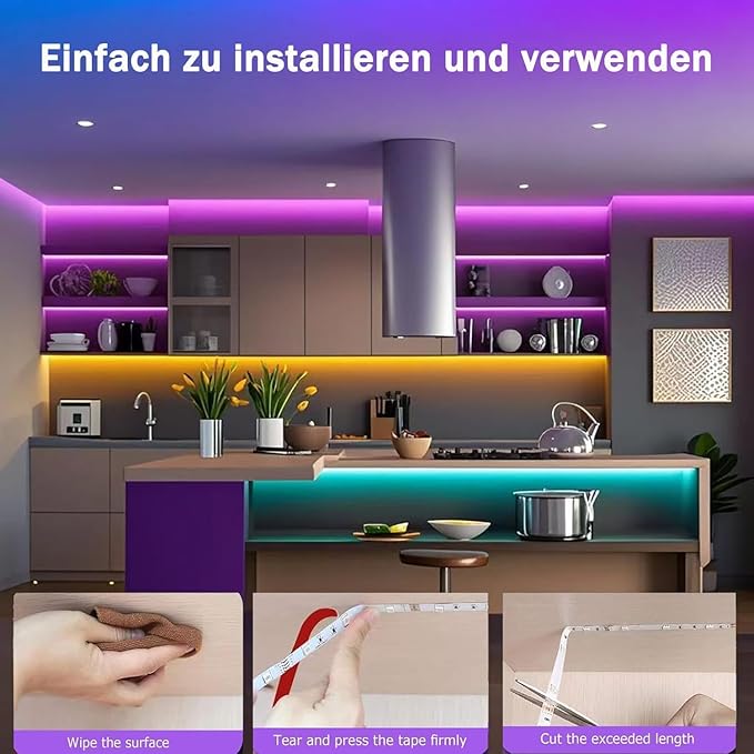 LED Lights for Bedroom with USB Powered, 32.8ft Bluetooth LED Light Strips,Smart App and Remote Control, IP65 Waterproof,RGBW Music Sync Rope Lights for Living Room, Bedroom, Party, Kitchen,TV