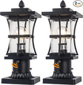 2 Packs Dusk to Dawn Outdoor Post Light Fixture with Pier Mount Base - Black Outdoor Pole Lighting, Waterproof Pillar Lantern, Modern Outside Column with Seeded Glass for Pathway, Garden, Patio,