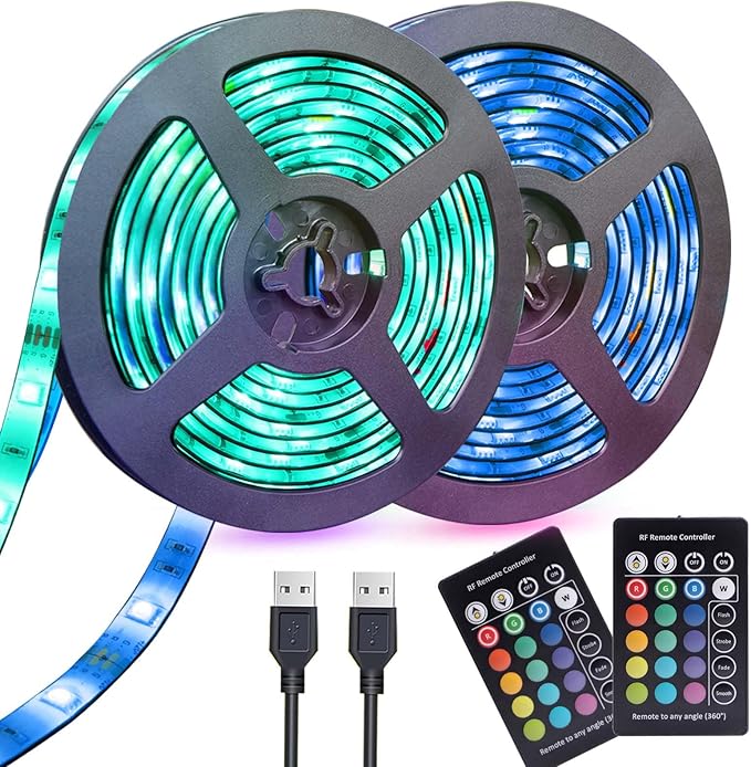 USB LED Strip Lights 13.2ft, USB Powered LED Light with 24-Keys Remote Controller Waterproof RGB Flexible Color Changing LED Strip Light for TV Backlights, Bedroom, Desk, PC, Camping & Home Decoration
