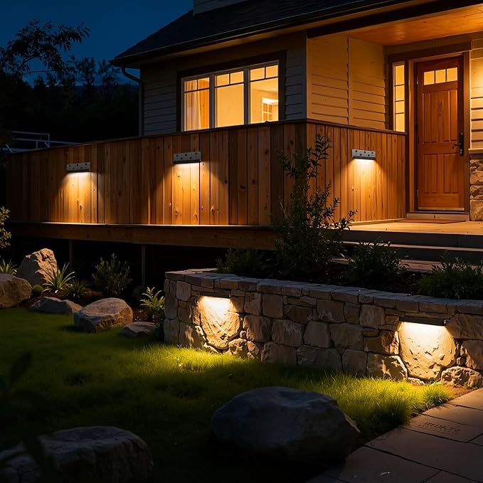 ZZXX All-in-One Retaining Wall Lights with Transformer, 2700K Hardscape Lighting, Low Voltage Landscape Lighting, IP68 Waterproof Outdoor Step Lights Fence Decor for Patio Stairs, 3W Lights 8-Pack