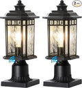 DASTOR 2 Pack Outdoor Post Lights, Dusk to Dawn Outdoor Lamp Post Light Fixture with Pier Mount Base, Waterproof Aluminum Post Lantern for Garden Patio Pathway