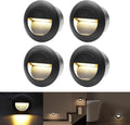 3W Recessed Wall Light, Round Stair Lights, Warm White Wall Light with Recessed Box, 230 V 65 mm Wall Lighting Aluminium Waterproof Staircase Recessed Step, Black (Pack of 4)