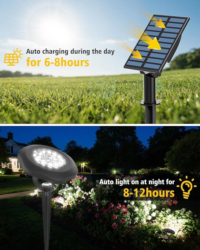 CORESLUX Solar Spot Lights Outdoor Waterproof IP68, 3-in-1 LED Warm Light Solar Landscape Lights, 2 Light Modes Pond Lights Landscape Path Lights for Outside Garden Yard Pond Pathway