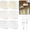 Lyridz Motion Sensor Under Cabinet Lights, Wireless Group Sync Stair Lights (6 Pack), 4000mAh Rechargeable Battery, 4 Color Temps & Dimmable, Magnetic Stick-on Night Light for Kitchen, Closet, Hallway