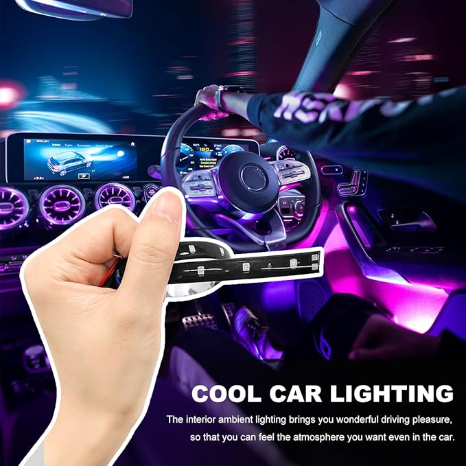 6 PCS 15 LED Strip Underbody Light, DC 12V 1Ft Flexible Underglow Car LED Light Strip with 6 Inch Wire, Waterproof LED Interior Exterior Decoration for Car Truck Motorcycle (Colorful)
