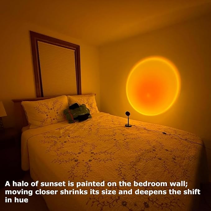 Jensense Sunset Projector Lamp Instagram Backdrop Light Creates Realistic Sunset Glow on Wall Ceiling Ambient Mood Lighting Home Decor Photography Relaxation