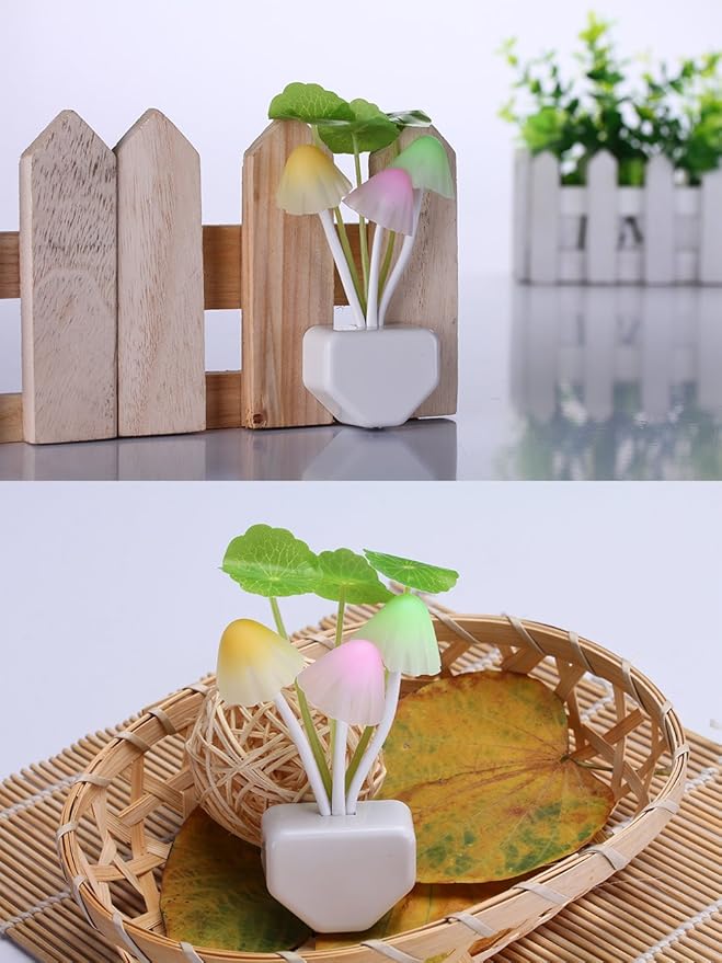 Sensor Led Night Light, Color Changing Plug-in LED Mushroom Dream Bed Lamp
