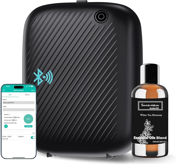 Smart Scent Air Machine Pro for Home, Waterless Essential Oil Diffuser, 400ML Diffuser with 100ML Roy Tranquility Essential Oil for Large Room and Commercial Use, Cover Up to 2000 Sq.Ft