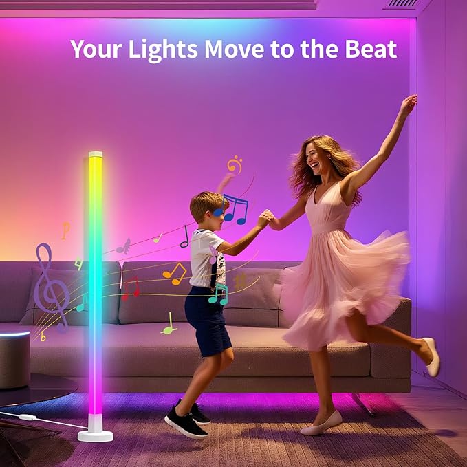 Smart RGB LED Corner Floor Lamp,16 Million DIY Colors & 200+ Scene, Music Sync, App & Remote Control,Color Changing Ambient Mood Lighting for Living Room, Bedroom, Gaming Room