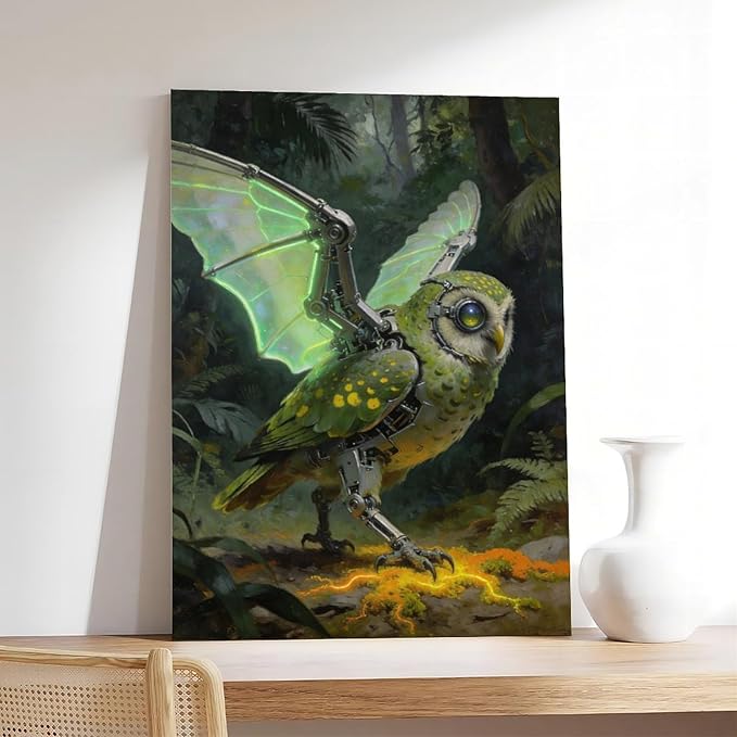 Framed Cyber Fantasy Wall Art for Living Room And Home Office Modern Sci Fi Nature Inspired Decor 16x24inch(40x60cm)