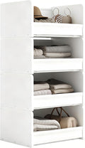 FOUCSSOMEI 4-Tier Stackable Closet Organizer and Storage Stackable Shelves – Heavy-Duty Darwers Wood & Metal, Easy Assembly, Space-Saving Vertical Storage for Bedroom, Closet, Patent Design