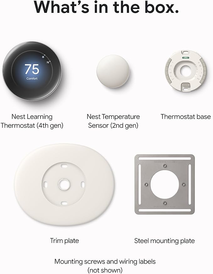 Google Nest Learning Thermostat (4th Gen, 2024) with Nest Temperature Sensor - Energy Saving Smart Thermostat - Compatible with Alexa, Apple HomeKit and Google Home App - Polished Gold