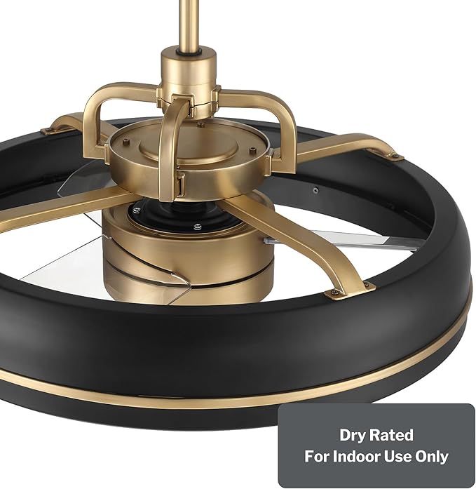 Craftmade Taylor 20" Dual Mount Indoor/Outdoor Flat Black Finish Ceiling Fan, LED Light Kit, Remote Control Included, Smart WiFi Enabled with Voice Activation (Flat Black/Satin Brass)
