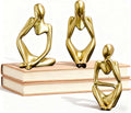 Mingzhang 3pcs Thinker Statue Abstract Art Thinker Figurines Gold Home Decor for Living Room, Office, Coffee Table, Bookshelf Decoration, Housewarming Gifts