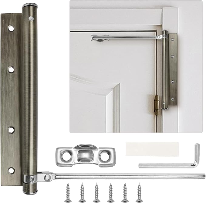 Automatic Door Closer Stainless Steel Soft Close Safety Spring Door Closer for Home Hotel with Screws, Antique Bronze