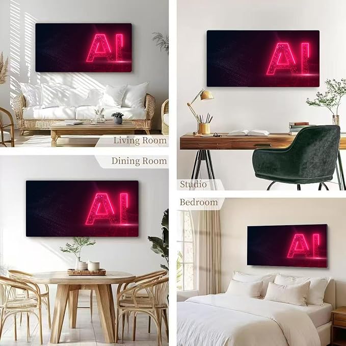 Wibinuki Wall Art Wall Decor Wall Paintings AI Technology Glowing Interface for Living Room Bedroom Bathroom Home Decor Can Be Hung Directly 20"x 40"