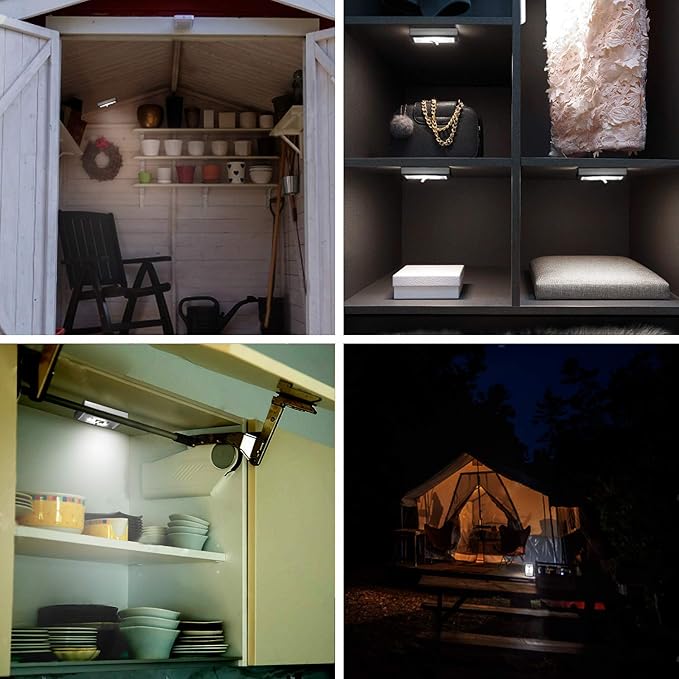 Closet Light, Battery Operated Tap Light, Super Bright Switchlight, Stick On Light Wall Mount Under Cabinet Lighting, Push Night Light for Cupboard, Shed, Basements(4 Pack)