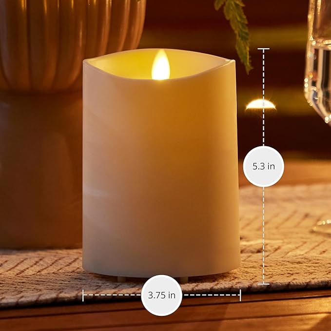 Luminara Outdoor Flameless LED Coloring Changing Candle Melted Edge 3.75" x 5.3" Real Moving Flame Battery Operated Timer Plastic Weather-Resistant