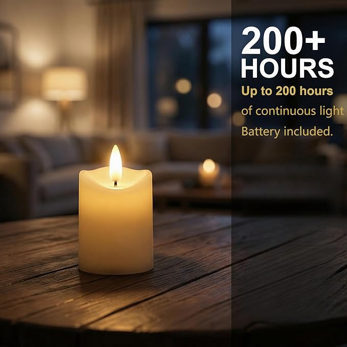 Simplelight Ivory Flameless Votive Candles with Timer, Realistic Black Wick Fall Candles Battery Operated, Battery Included, D 1.8” X H 3.1”, Set of 6 for Halloween, Holiday Decoration (Ivory)