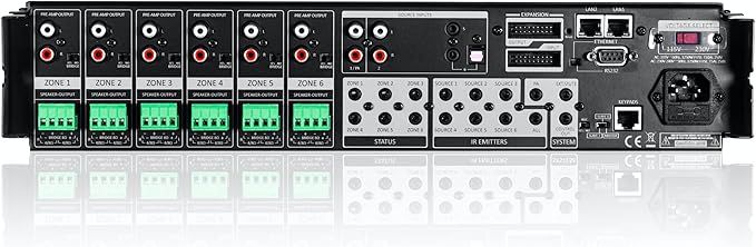 WS66i 6 Zone Amplifier – 100W per Zone Whole House Audio System, 6 Source x 6 Zone App Controlled Multi-Room Amplifier for Ceiling Speakers, AirPlay, Spotify Connect, USB, DLNA