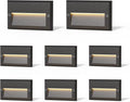 GOODSMANN Low Voltage Step Lights Kits 5.5 Inch Outdoor 12V AC Landscape Stair Lights Wired 8PK 3W LED Electric Outdoor Deck Lighting Black Metal 49 Lumens 3000K Warm White with Cable Connectors