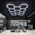 Hexagon Garage Lights, 11 Honeycomb 46packs Tubes 6500K 368W 3.2X2.3m, Honeycomb Garage Lights Ceiling LED Car Detailing Lighting for Gym Basement Warehouse Auto Beauty Shop Hair Salon Office