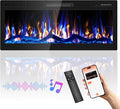 42" Smart WiFi Electric Fireplace with Sound Crackling Narrow Bezel Recessed and Wall Mounted Fireplace Heater with App, Remote Control, Log Flame Option, 750/1500W